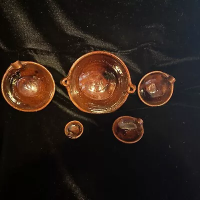 Child’s 5 Piece Redware Clay Pottery Nesting Dish Set- Miniatures Mexico • $25