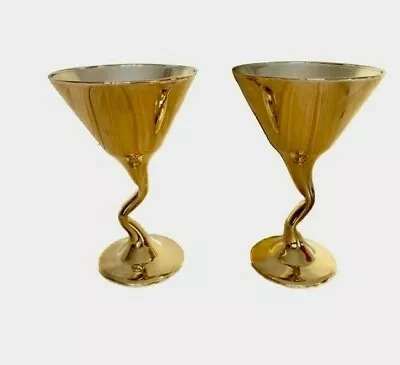 £9.99 • Buy SET OF 2 - LIBBEY Z-STEEM GOLD MARTINI Cocktail Glasses