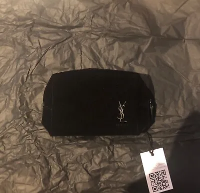 $19.99 • Buy Yves Saint Laurent YSL Beauty Pouch Cosmetic Bag Black Velvet  Clutch Genuine