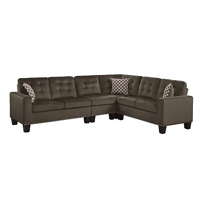 Reversible Configuration Brown Microfiber Sofa Sectional Living Room Furniture • $1099