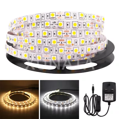 12V 1-5M LED Strip Lights Waterproof Flexible Tape Warm/Cool White TV Lighting • £6.85