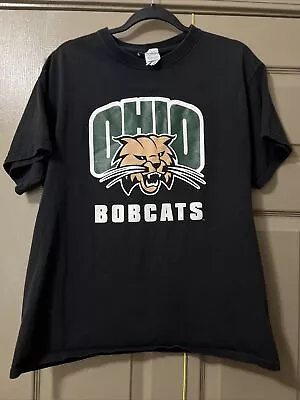 Vintage Y2K Ohio University Bobcats DISTRESSED Black Shirt L College NCAA • $5