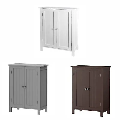 3 Colors Bathroom Floor Storage Cabinet With Double Door Adjustable Shelf • $57.58