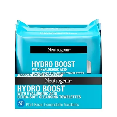 Neutrogena Hydroboost Facial Cleansing Makeup Remover Wipes With Hyaluronic 50CT • $9.85