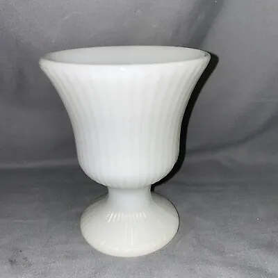 Vintage E.O Brody CO. M 7000 Footed Ribbed White Milk Glass Vase • $15