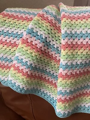 Handmade Crochet Zig Zag Multi Colour Blanket • £16