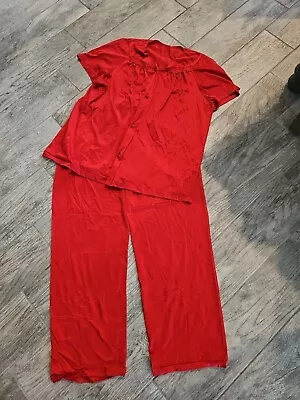 Vintage Vanity Fair Red All Nylon 2 Pc Pajama Set Womens Size M • $12.90