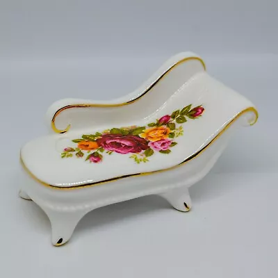 White Rose Floral Chaise Lounge Chair Fine Bone China Cottage Rose Ornament • £7