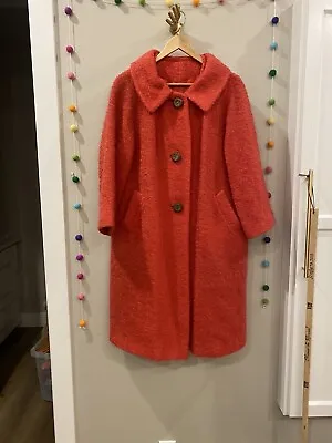 VTG Lou Green Original Hot Pink Swing Coat Wool? Lined Gorgeous M/L 60’s • $79.99