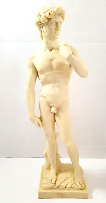 Vintage Michelangelo's David Statue Classic Figure Italy 16  Signed Alabaster • $60