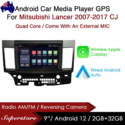 $379.95 • Buy 9” CarPlay Android 12 Auto Car Stereo GPS Head Unit For Mitsubishi Lancer CJ