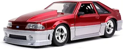 Jada Toys Bigtime Muscle 1:24 1989 Ford Mustang GT Die-cast Car Red Silver... • $23.99