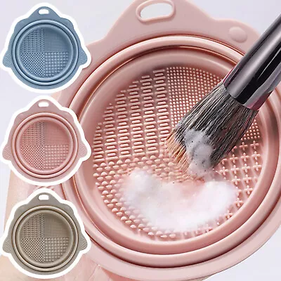 Foldable Silicone Makeup Brush Cleaner Bowl Portable Cleaning Tool For Brushes • $13.65