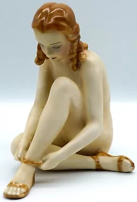 $599 • Buy Nude Lady / Girl Figurine Tying Ballerina Slippers Goldscheider Wein ~ Video