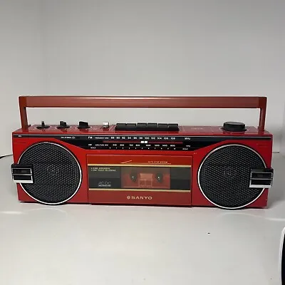 Vintage Sanyo M7022 AM/FM Radio Cassette Player Red Boombox Tested Working • $199.75