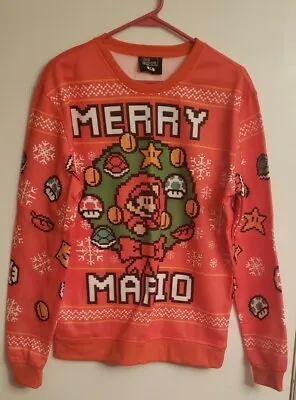 $19.99 • Buy Thinkgeek Nintendo MED Super Mario 3 Ugly Christmas Sweater Sweatshirt LIGHT NEW