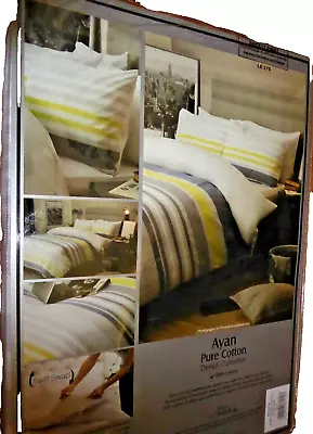 Belledorm Ayan 100% Cotton Size SUPER KING Duvet Cover Set Bedding  STRIPED NEW • £45