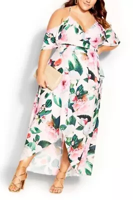 CITY CHIC Garden Maxi Dress - Pink Floral Plus Size Small/16 NWT [RRP $179.95] • $65