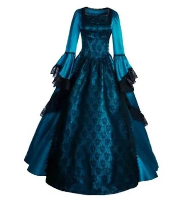  Women Victorian Ball Gown Dress Prom Queen Marie Antoinette 3X-Large Lake Blue • $112.37