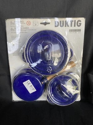 $42 • Buy IKEA Duktig 5 PC Blue Enamel Child's Play Cooking Set Pots & Pans NEW