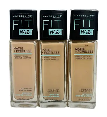 Maybelline Fit Me Matte + Poreless Foundation (1fl/30ml) Lot Of 3 You Pick • $19.99