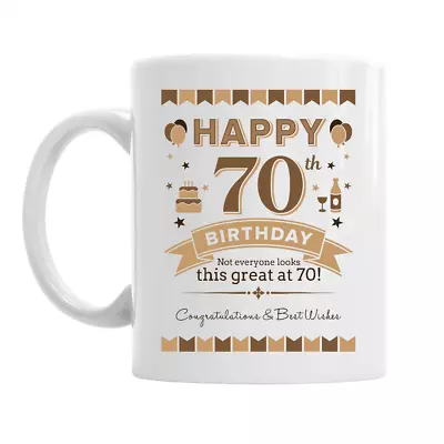 70th Birthday Happy Gift Present Idea For Men Dad Male Keepsake 70 Coffee Mug • £9.95