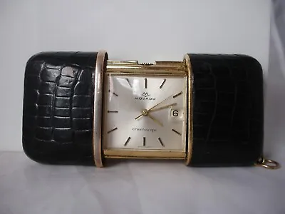 TRAVEL PURSE WATCH MOVADO ERMETOSCOPE.Gold Plated SWISS . CIRCA 1950S RARE • $1000