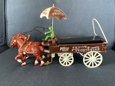 Vintage Cast Iron Horse Drawn Fruits And Vegetables Cart Groceries Wagon • $25