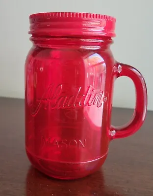 Aladdin Red Mason Jar W/Handle -Insulated Tumbler-Travel Mug-Smoothie Jug 20oz • $12.50