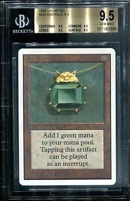 Mox Emerald Unlimited Edition BGS 9.5 Gem Mint Quad MTG Magic The Gathering • $25000