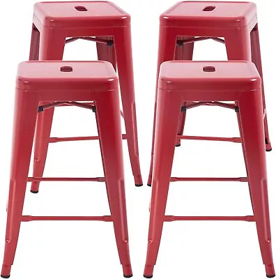 Set Of 4 Metal Stools 24  Bar Stools Counter Height Barstool Stackable Barstools • $113.27