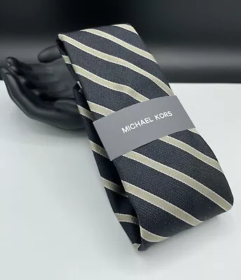 MICHAEL KORS Men's Silk Blend Tie ~ Black ~ Striped ~ MSRP: $69.50 • $21.99