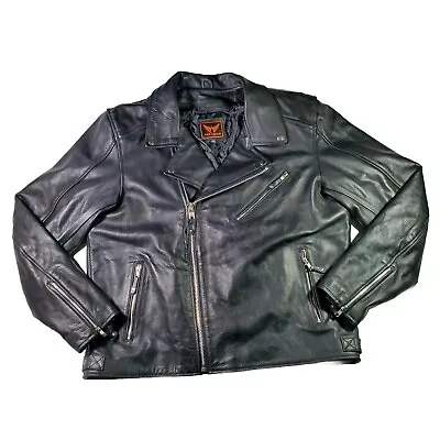 A&H Apparel Mens Sz 3XL Leather Motorcycle Jacket Biker Punk Metal *see Measurem • $119.74