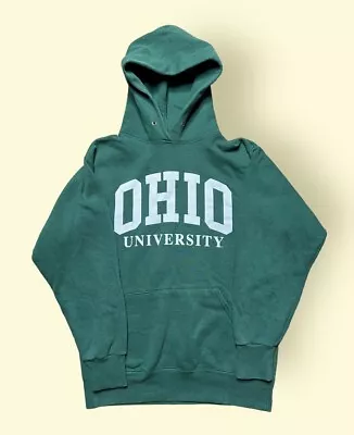 Vintage Ohio University 1990s Hoodie Sweatshirt Men’s Small Green Vtg Bobcats • $30