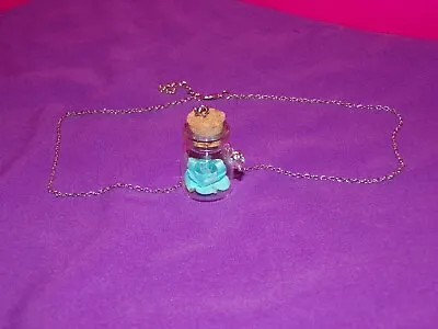 $4.99 • Buy New Necklace Rose Glass Jar Pendant Chain US Seller Women Style PRETTY BLUE