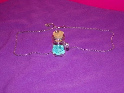 $1.99 • Buy New Necklace Rose Glass Jar Pendant Chain US Seller Women Style PRETTY BLUE