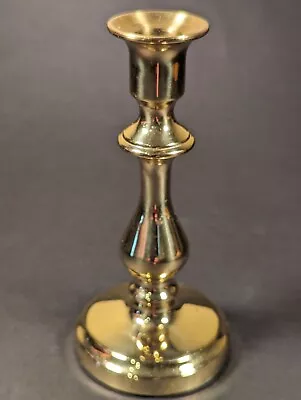 Vintage Baldwin Solid Brass Petite Candlestick Taper Candle Holder Shiny 4  Tall • $12.99