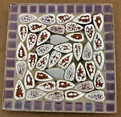 Vintage MCM Mid Century Tile Mosaic  Square Dish Tray ABSTRACT HEARTS • $49.99