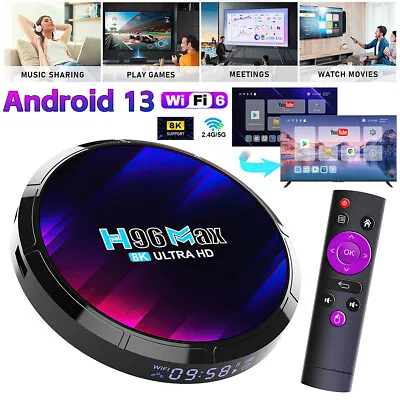 H96 MAX Smart TV Box Android 13.0 Quad Core 8KHD Wifi-6 Media Player Set Top Box • $53.35