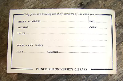 Princeton University Library Paging Slip ~Undated Vintage Ephemera~ Ivy League • $12.99