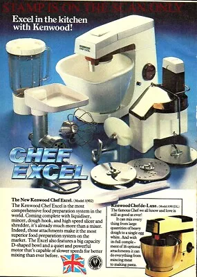 Kenwood 'CHEF EXCEL' Electric Food Mixer Processor ADVERT 1986 Print Ad 703/109 • £2.97