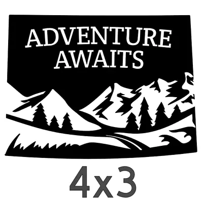 Adventure Awaits (Mountain Square) Black Temporary Vinyl Sticker 4 X3  • £6.62