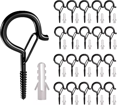 20PCS Q Hanger Hooks Screw Hooks For Outdoor String Lights With Safety Buckle • £5.68