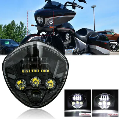 Black LED Motorcycle Headlights For Victory Cross Country Kingpin Vegas Bike • $85.11