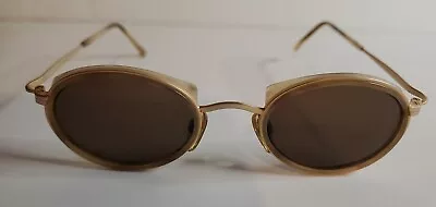 Ellen Tracy Sunglasses Metal Gold Tone Oval Sun Protection Brown Lens • $19.96