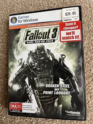 Fallout 3 Game Add-On Pack (PC DVD) Broken Steel & Point Lookout - Free Postage • $7