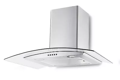 Curved Glass And Stainless Steel Cooker Hood 90CM Chimney Canopy Fan Kitchen • £114.95