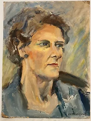Vintage Oil Portrait Painting Of A Lady M Donington Circa 1960 - 1970 • £19.95
