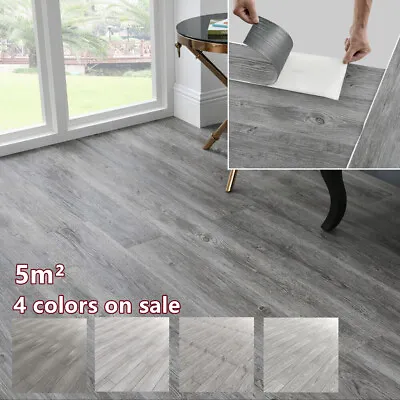 5m² Floor Planks Tiles Self Adhesive Wood Effect Vinyl Flooring Bathroom 4 Color • £35.99