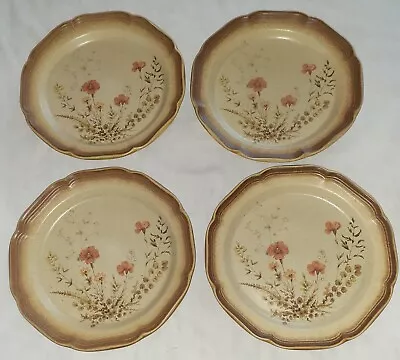 Mikasa Jardiniere Whole Wheat Peach Flowers Lot Of 4 Dinner Plates 10 7/8  • $20